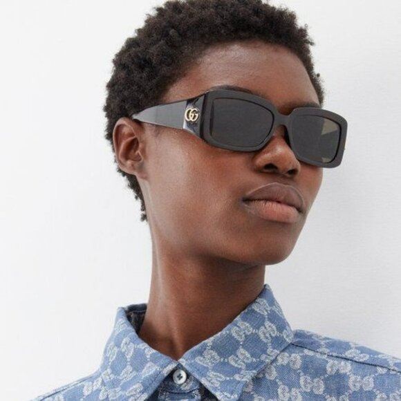 Gucci GG1403S 001 BRAND NEW Sunglasses Black Grey Unisex Rectangle main image 6